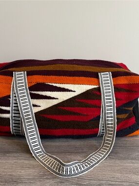 Handwoven Aztec Farm Pattern Zipper Duffle Tote Bag